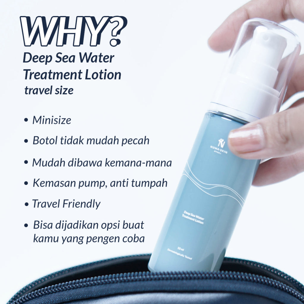 Numa Skin Exclusive Package Deep Sea Water Treatment Lotion Full Size & Travel Size + Gloss Gel Moisturizer & Pouch